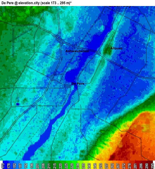 Zoom OUT 2x De Pere, United States elevation map