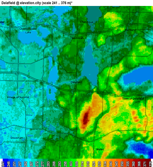 Zoom OUT 2x Delafield, United States elevation map