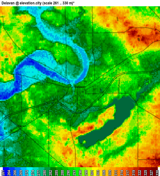 Zoom OUT 2x Delavan, United States elevation map