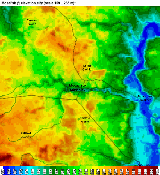 Zoom OUT 2x Mosal’sk, Russia elevation map