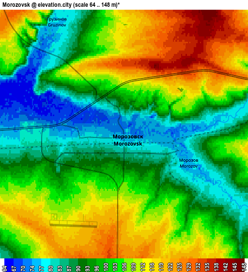 Zoom OUT 2x Morozovsk, Russia elevation map