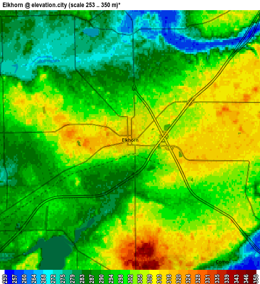 Zoom OUT 2x Elkhorn, United States elevation map