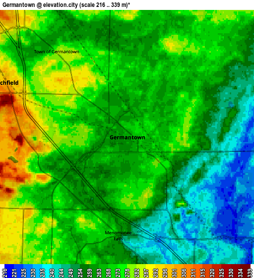 Zoom OUT 2x Germantown, United States elevation map