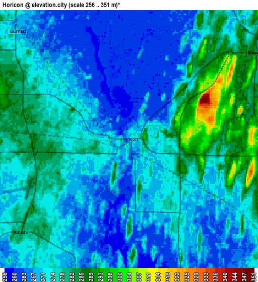 Zoom OUT 2x Horicon, United States elevation map