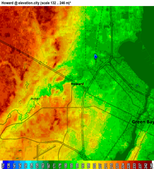 Zoom OUT 2x Howard, United States elevation map