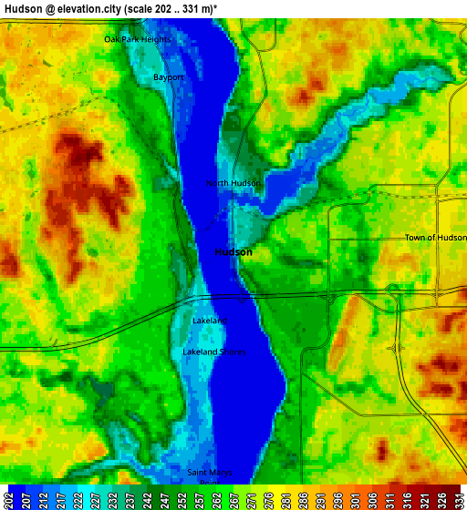 Zoom OUT 2x Hudson, United States elevation map