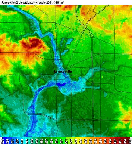 Zoom OUT 2x Janesville, United States elevation map