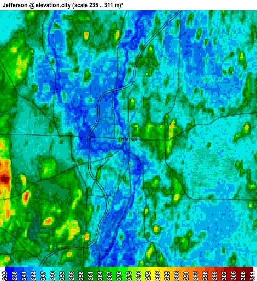 Zoom OUT 2x Jefferson, United States elevation map