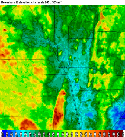 Zoom OUT 2x Kewaskum, United States elevation map