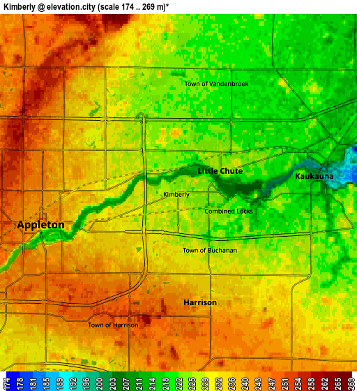 Zoom OUT 2x Kimberly, United States elevation map