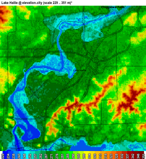 Zoom OUT 2x Lake Hallie, United States elevation map