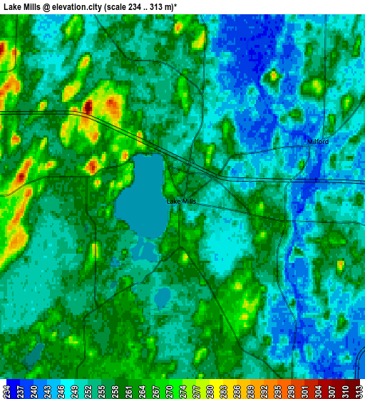 Zoom OUT 2x Lake Mills, United States elevation map