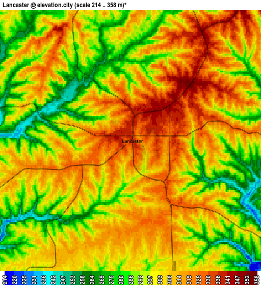 Zoom OUT 2x Lancaster, United States elevation map