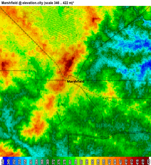 Zoom OUT 2x Marshfield, United States elevation map