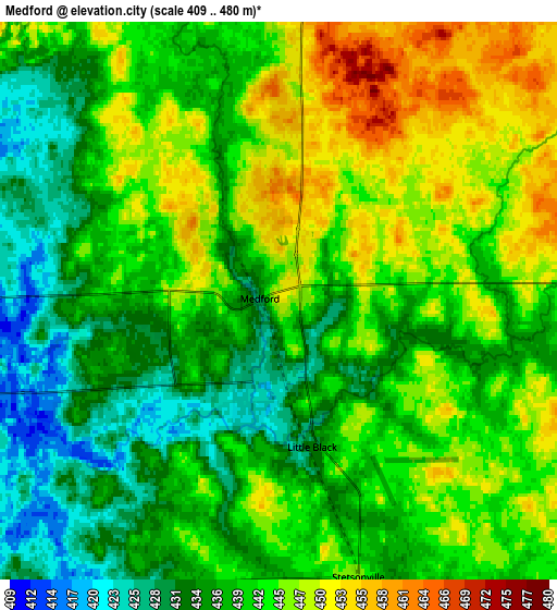 Zoom OUT 2x Medford, United States elevation map