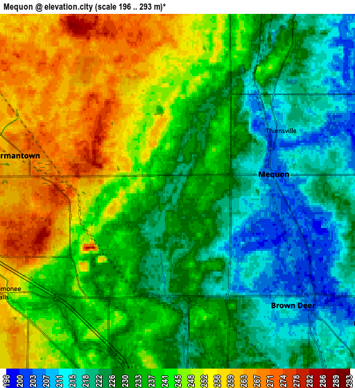 Zoom OUT 2x Mequon, United States elevation map