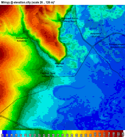 Zoom OUT 2x Mirnyy, Russia elevation map