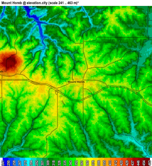 Zoom OUT 2x Mount Horeb, United States elevation map