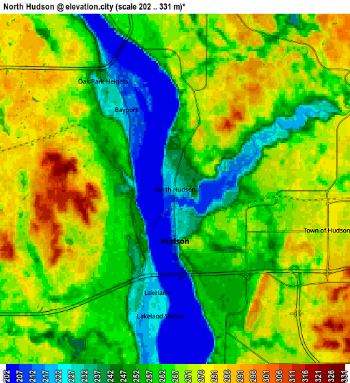 Zoom OUT 2x North Hudson, United States elevation map