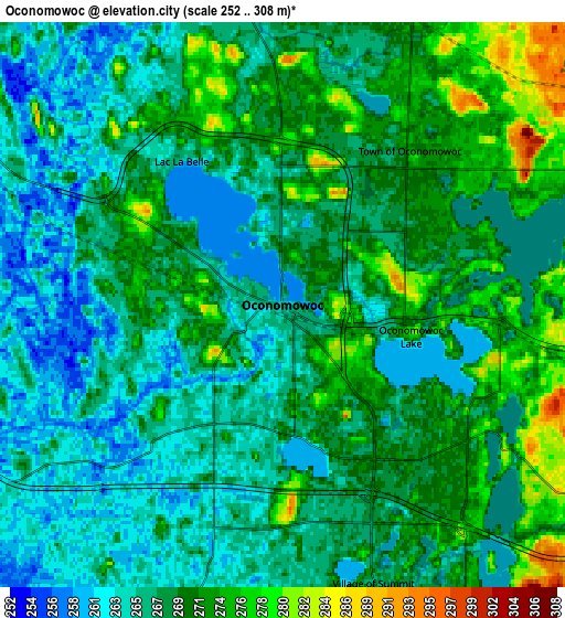 Zoom OUT 2x Oconomowoc, United States elevation map