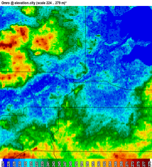 Zoom OUT 2x Omro, United States elevation map