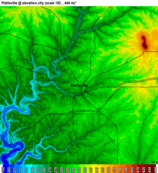 Zoom OUT 2x Platteville, United States elevation map