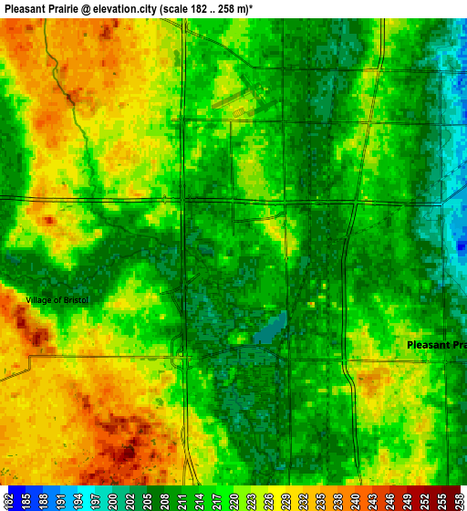 Zoom OUT 2x Pleasant Prairie, United States elevation map