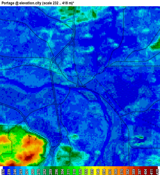 Zoom OUT 2x Portage, United States elevation map