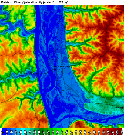 Zoom OUT 2x Prairie du Chien, United States elevation map