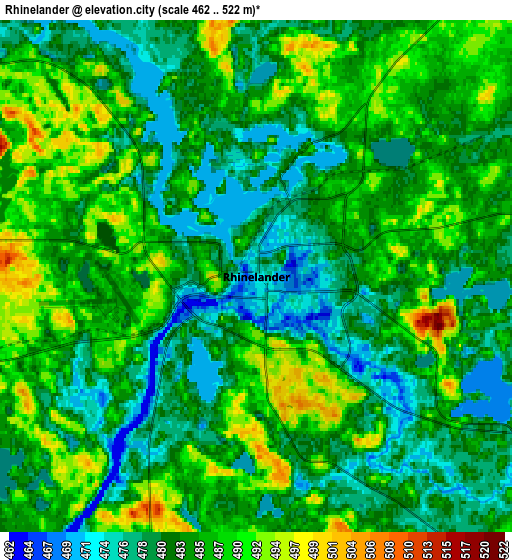 Zoom OUT 2x Rhinelander, United States elevation map