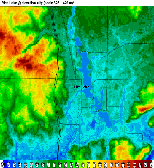 Zoom OUT 2x Rice Lake, United States elevation map