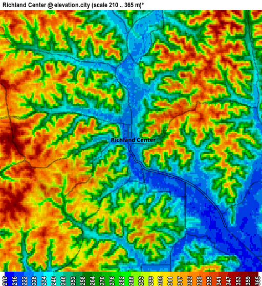 Zoom OUT 2x Richland Center, United States elevation map