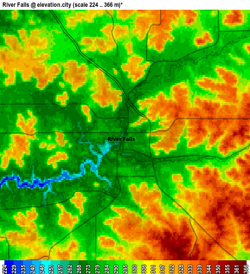 Zoom OUT 2x River Falls, United States elevation map