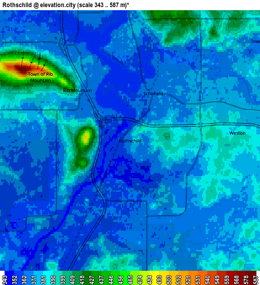 Zoom OUT 2x Rothschild, United States elevation map