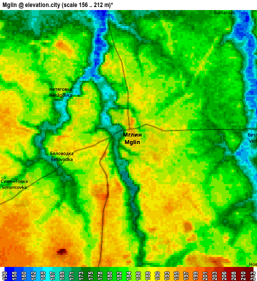 Zoom OUT 2x Mglin, Russia elevation map