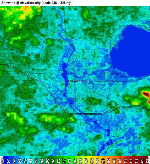 Zoom OUT 2x Shawano, United States elevation map