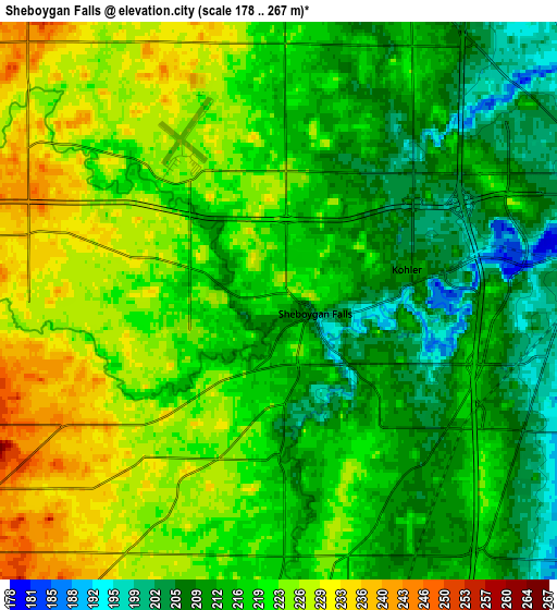 Zoom OUT 2x Sheboygan Falls, United States elevation map