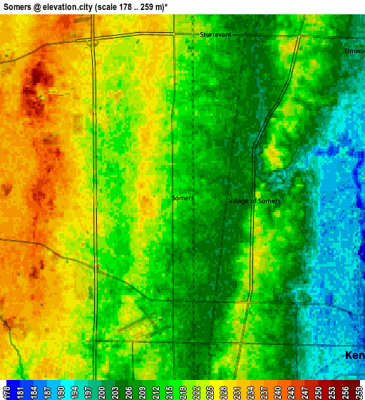 Zoom OUT 2x Somers, United States elevation map