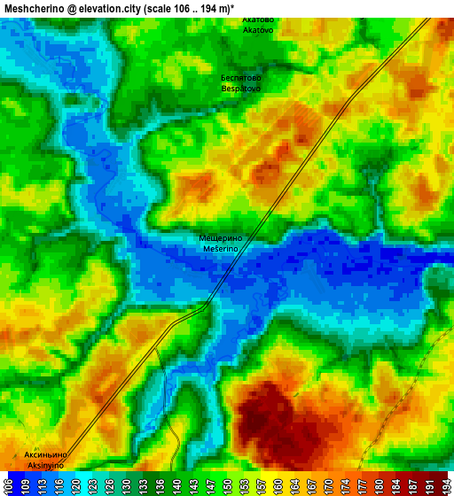 Zoom OUT 2x Meshcherino, Russia elevation map