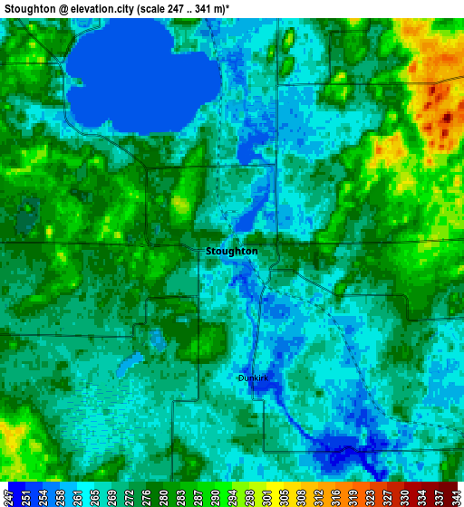 Zoom OUT 2x Stoughton, United States elevation map