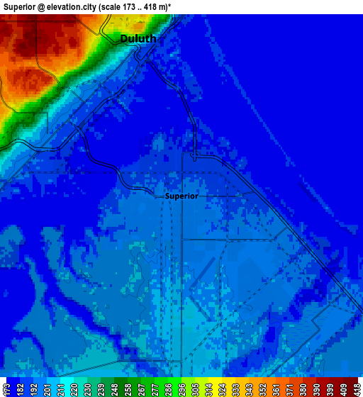 Zoom OUT 2x Superior, United States elevation map