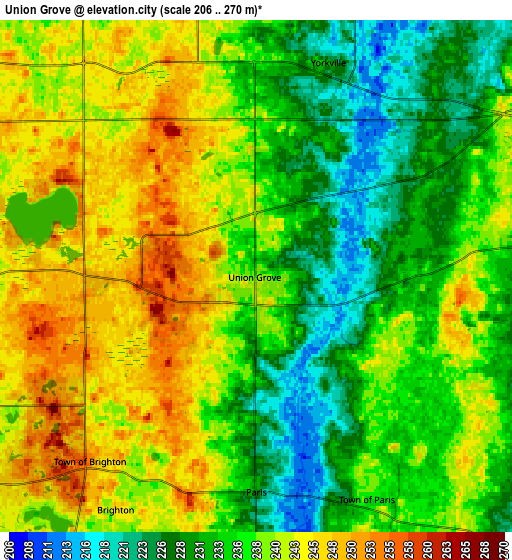 Zoom OUT 2x Union Grove, United States elevation map