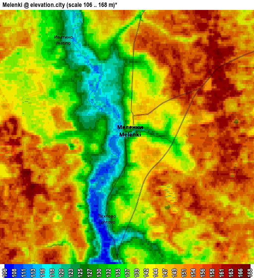 Zoom OUT 2x Melenki, Russia elevation map