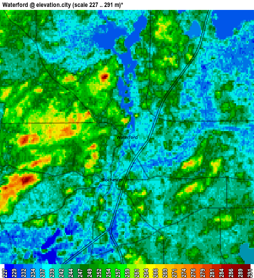 Zoom OUT 2x Waterford, United States elevation map