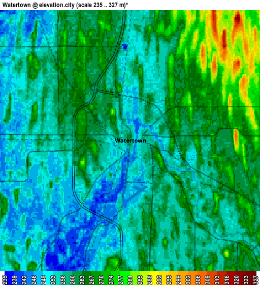 Zoom OUT 2x Watertown, United States elevation map