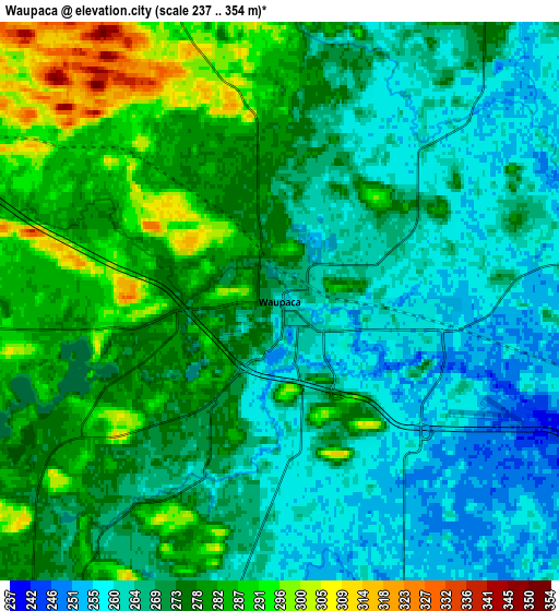 Zoom OUT 2x Waupaca, United States elevation map