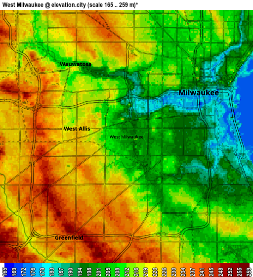 Zoom OUT 2x West Milwaukee, United States elevation map