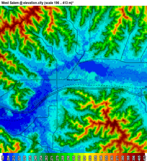 Zoom OUT 2x West Salem, United States elevation map