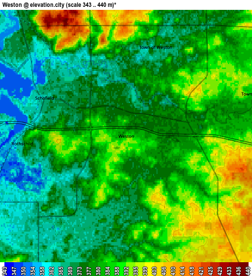 Zoom OUT 2x Weston, United States elevation map