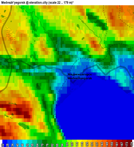 Zoom OUT 2x Medvezh’yegorsk, Russia elevation map